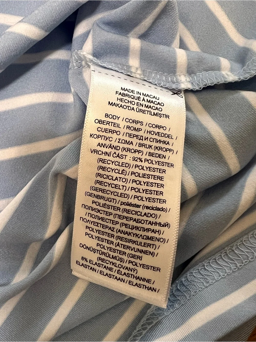 Polo by Ralph Lauren Light Blue and White Striped Polo with Yellow Logo